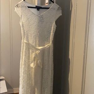 White formal dress white glittery accent